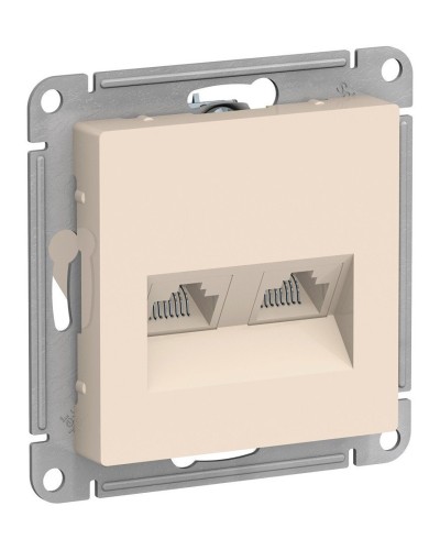 AtlasDesign розетка RJ45+RJ45, 2-местная, скрытой установки, механизм, бежевый (ATN000285). Розетка компьютерная. Systeme Electric в Раменском