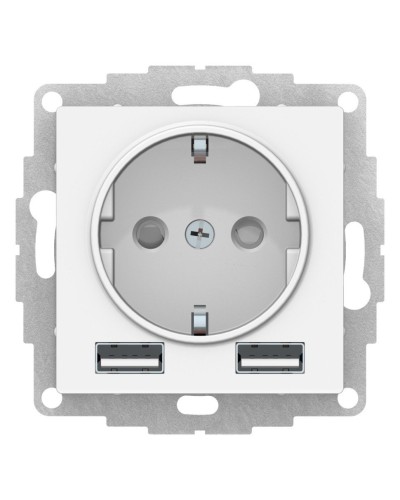 AtlasDesign розетка 1-местная с 2 USB A+A, скрытой установки, механизм, белый (ATN000130). Розетка с USB. Systeme Electric в Раменском
