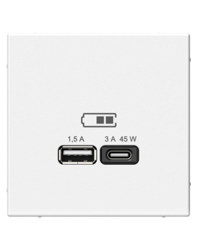 ArtGallery розетка USB тип-A+C 45Вт, скрытой установки, механизм, белый (GAL000129). Розетка USB. Systeme Electric в Раменском