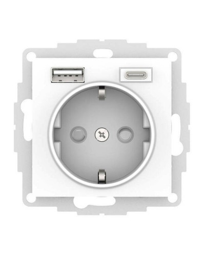 AtlasDesign розетка 1-местная с 2 USB A+C, скрытой установки, механизм, белый (ATN000132). Розетка с USB. Systeme Electric в Раменском