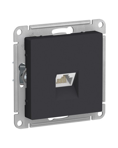 AtlasDesign розетка RJ45, кат. 5Е, 1-местная, скрытой установки, механизм, карбон (ATN001083). Розетка компьютерная. Systeme Electric в Раменском