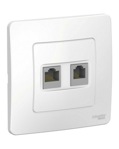 BLANCA розетка RJ45+RJ11 2-местная, кат. 5Е, скрытой установки, белый (BLNIS045111). Розетка компьютерная + телефонная. Systeme Electric в Раменском