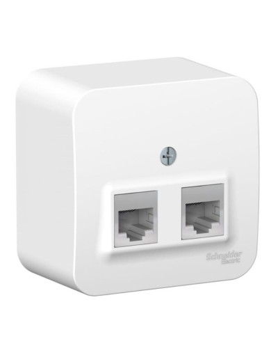 BLANCA розетка RJ11+RJ45, 2-местная, кат. 5Е, открытой установки, белый (BLNIA045111). Розетка компьютерная + телефонная с изолированной пластиной. Systeme Electric в Раменском