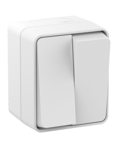 AtlasDesign PROFI54 выключатель 2-клавишный, открытой установки, белый (ATN540151). Выключатель. Systeme Electric в Раменском