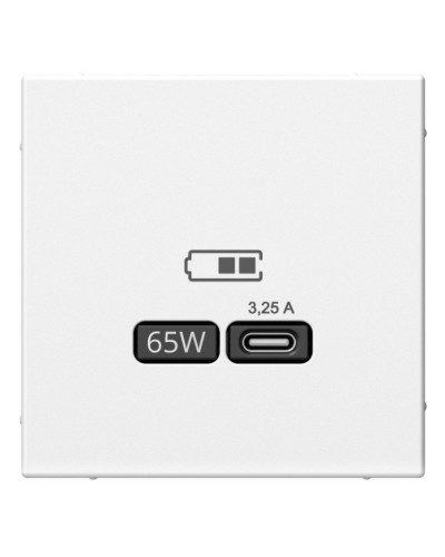 ArtGallery розетка USB тип-С 65Вт высокоскоростной заряд. QC, PD, скрытой установки, механизм, белый (GAL000127). Розетка USB. Systeme Electric в Раменском
