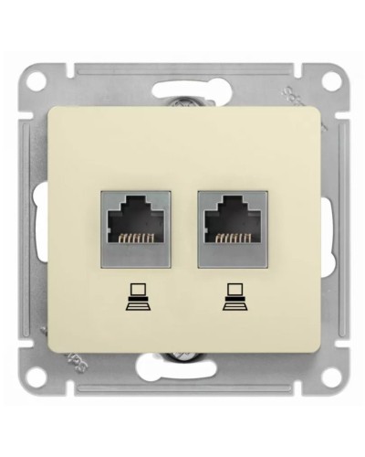 Glossa розетка RJ11+RJ45, 2-местная, кат. 5Е, скрытой установки, механизм, бежевый (GSL000285). Розетка компьютерная + телефонная. Systeme Electric в Раменском