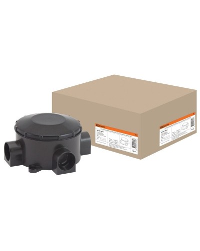 Распаячная коробка ОП D80х35мм, IP42, 3-х рожковая, черная TDM (SQ1401-4044). Распаячная коробка ОП. TDM ЕLECTRIC в Раменском