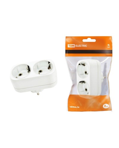Блок на 2 гнезда 2П+З плоский 16А 250B TDM (SQ1806-0026). Розетка. TDM ЕLECTRIC в Раменском