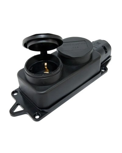 Розетка двухместная 2Р+РЕ 16А 250В IP44 (SQ0612-0010). Розетка двухместная с заглушками каучук. TDM ЕLECTRIC в Раменском
