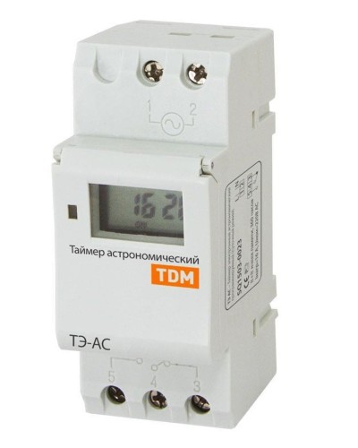 ТЭ-АС-1мин/24ч-8on/off-16А-DIN (астрономический) TDM (SQ1503-0023). Таймер электронный. TDM ЕLECTRIC в Раменском
