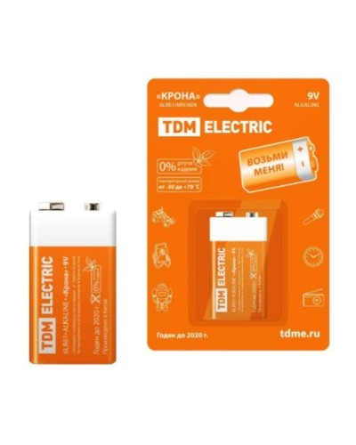 6LR61 Крона 9V BP-1 TDM (SQ1702-0013). Элемент питания. TDM ЕLECTRIC в Раменском