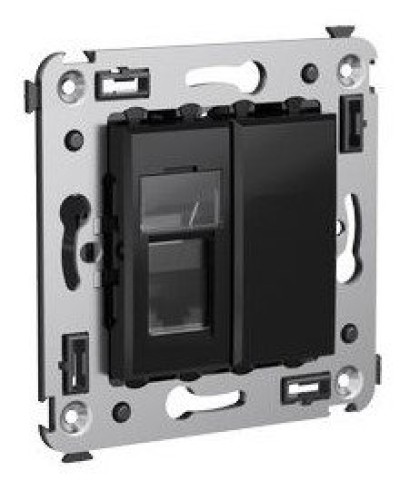 Розетка RJ-45 в стену Avanti одинарная черный квадрат (4402463). Розетка компьютерная. ДКС в Раменском
