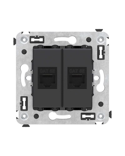 Розетка RJ-45 в стену, кат.5E, Avanti, двойная, черный матовый (4412664). Розетка компьютерная. ДКС в Раменском