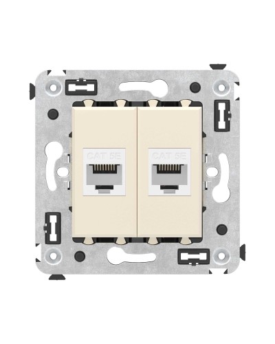 Розетка RJ-45 в стену, кат.5E, Avanti, двойная, ванильная дымка (4405664). Розетка компьютерная. ДКС в Раменском