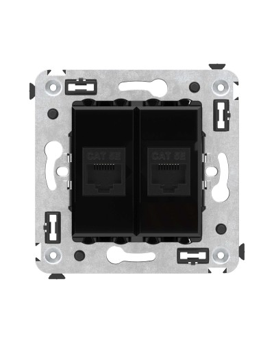 Розетка RJ-45 в стену, кат.5E, Avanti, двойная, черный квадрат (4402664). Розетка компьютерная. ДКС в Раменском