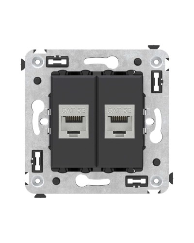 Розетка RJ-45 в стену, кат.6E, Avanti, двойная, черная матовая (4412764). Розетка компьютерная. ДКС в Раменском