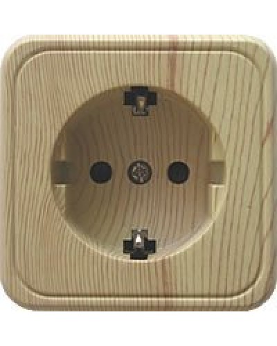 Розетка одинарная открытой установки с з/к, сосна, LK Standard (813225). Розетка с заземляющими контактами и защитными шторками. Экопласт в Раменском
