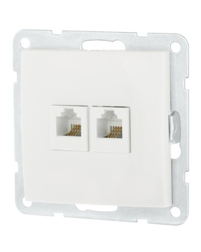 Розетка телефонная двойная 2xRJ-12 с накладкой, белый LK60 (865604-1). Розетка телефонная. Экопласт в Раменском