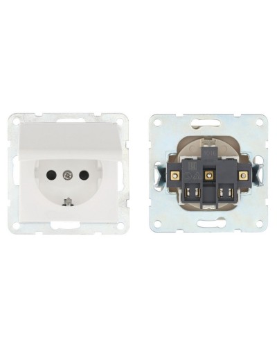 Розетка с з/к, шторками и крышкой, белый LK80 (843404-1). Розетка. Экопласт в Раменском