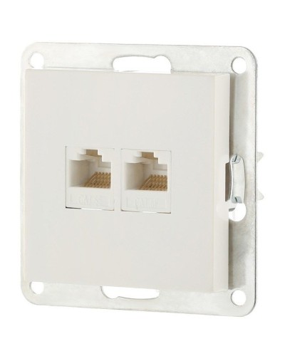 Розетка 2xRJ-45 кат.5е с накладкой, белый LK80 (846204-1). Розетка компьютерная двойная. Экопласт в Раменском