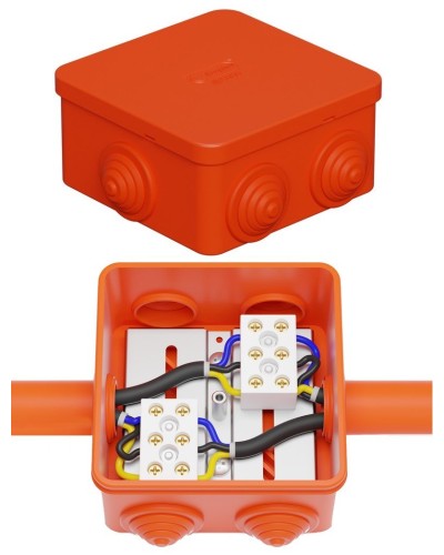 Коробка JBS080 85х85х50, 6 вых., 3P (0,15-10,0 мм²) (43301HF). Коробка монтажная, огнестойкая, без галогена. Экопласт в Раменском