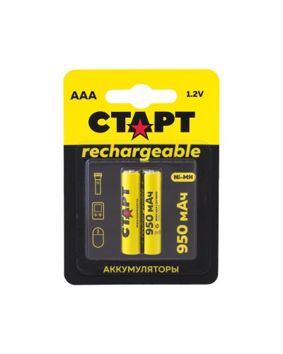 СТАРТ HR03 (AAA, 950mah), упак. 2 шт. БЛИСТЕР. Перезаряжаемые аккумуляторы. СТАРТ в Раменском