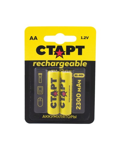 СТАРТ HR6 (AA, 2300 mah), упак. 2 шт. БЛИСТЕР. Перезаряжаемые аккумуляторы. СТАРТ в Раменском