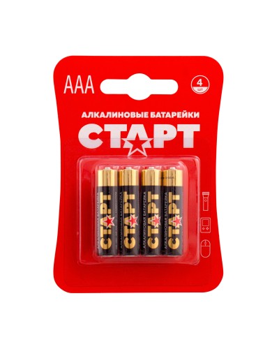 СТАРТ LR03-BL4 (1,5 В, AAA, LR03), упак. 4 шт. БЛИСТЕР. Алкалиновые батарейки. СТАРТ в Раменском
