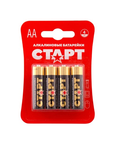 СТАРТ LR6-BL4 (1,5 В, AA, LR6), упак. 4 шт. БЛИСТЕР. Алкалиновые батарейки. СТАРТ в Раменском