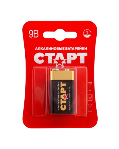 СТАРТ 6LR61-BL1 (9 В, Крона,  6LR61), БЛИСТЕР. Алкалиновая батарейка. СТАРТ в Раменском